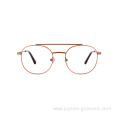 New Arrival Lightweight Round Double Color Two Nose Bar Metal Eyeglasses Frames For Unisex
